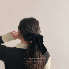 [무배] 벨벳 스웨이드 리본 곱창 머리끈